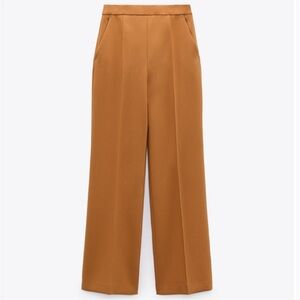 Zara Wide-Leg Tailored Trousers in Camel